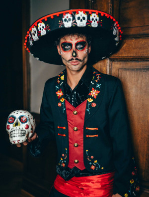 Jacke Dia de los Muertos Herren schwarz S/M