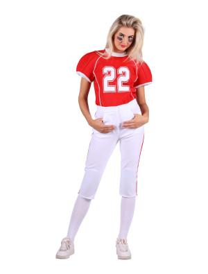 American Footballerin 2-tlg. Damen rot/weiß XS