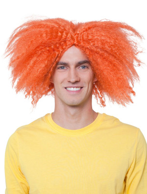 Perücke wilder Lockenkopf mit Scheitel orange one size