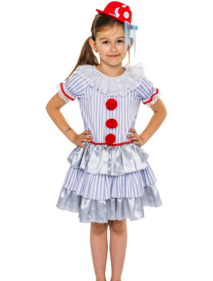 Kleid Horrorclown Kinder für Mädchen | Grau | Halloween Kostüm | Deiters