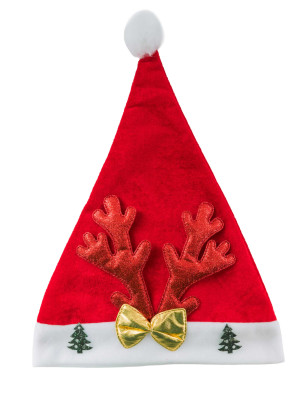 Weihnachtsmütze Rentiergeweih rot/weiß