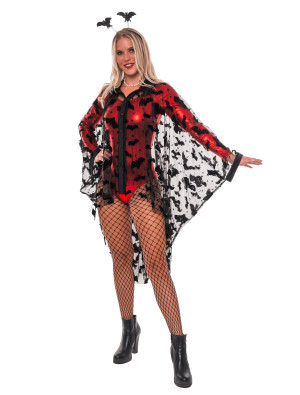 Poncho Fledermäuse mit Ärmeln Damen schwarz S/M