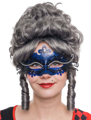 Augenmaske aus Metall mit Kristall blau/schwarz | Kostümzubehör & Accessoires für Karneval & Halloween | Deiters