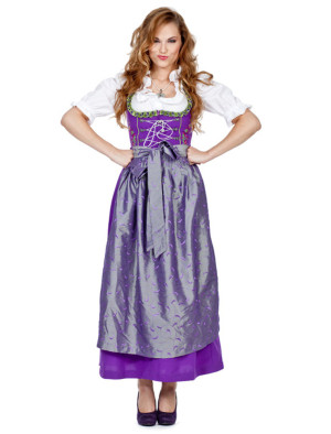 Dirndl lang, Damen, Lila | Trachtenmode für Oktoberfest | Deiters