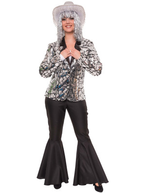 Blazer mit Spiegelmosaik Damen silber S