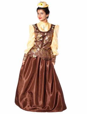 Kleid Viktorianische Dame Damen braun/gold S