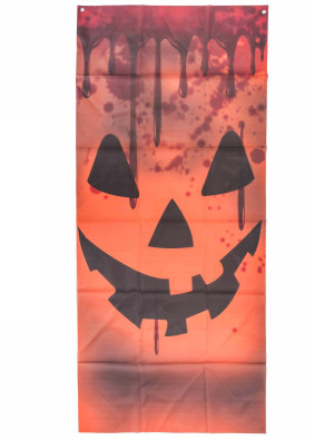 Dekotuch Tür blutiger Kürbis orange | Partydeko für Karneval, Halloween & mehr | Deiters