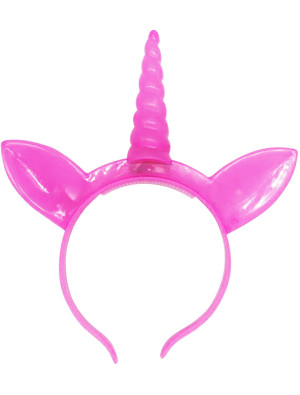 Haarreif Einhorn mit LED Kinder neonpink