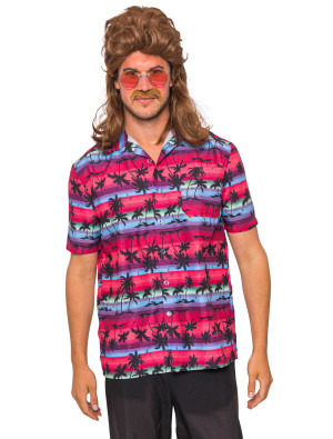 Hemd Hawaii mit Palmen pink S