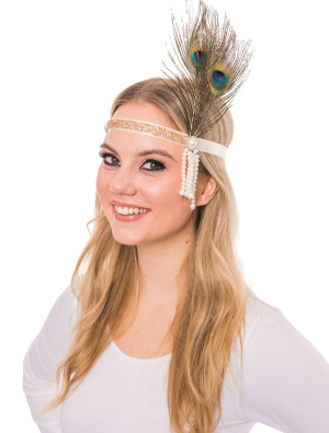 Haarband mit Quaste und Federn schwarz/gold | Kostümzubehör & Accessoires für Karneval & Halloween | Deiters