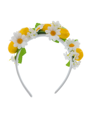 Haarreif Zitronen mit Blumen gelb/weiß