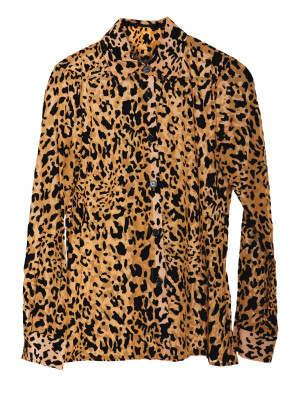 Bluse transparent Leopard Damen braun S/M