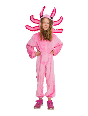 Overall Plüsch Axolotl Kinder für Mädchen in rosa | Karneval | Tierkostüme | Deiters