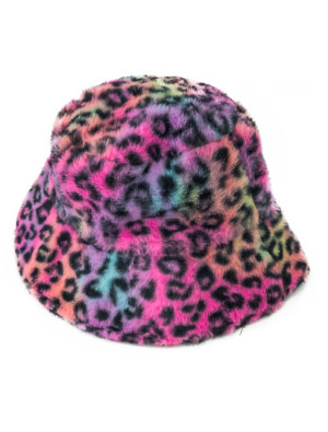 Fischerhut Plüsch Leopard bunt one size