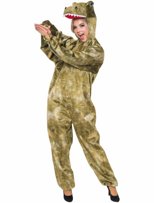 Overall T-Rex Plüsch für Damen in grün/braun | Karneval | Tierkostüme | Deiters