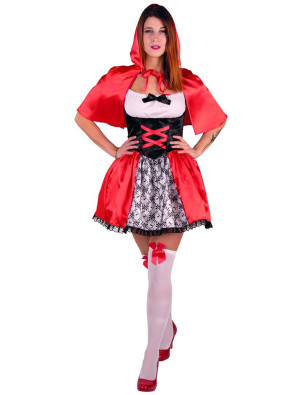 Kleid Rotkäppchen 2-tlg. Damen rot/schwarz 44