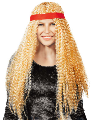 Perücke Langhaar wellig mit Stirnband blond