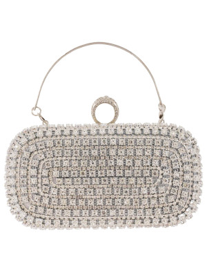 Handtasche mit Strasssteinen Damen silber