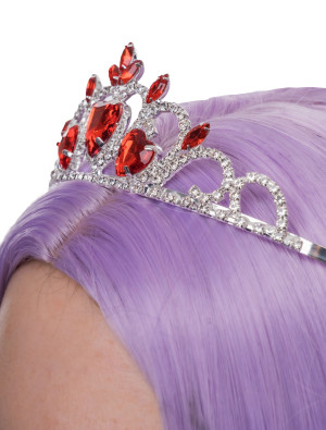 Diadem Eva mit Kristall Damen rot/silber