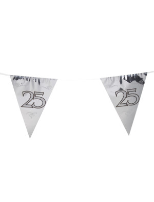 Wimpelkette 25 Jahre silber 10m | Partydeko für Karneval, Halloween & mehr | Deiters