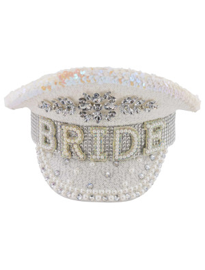 Kappe Pailletten Bride weiß one size
