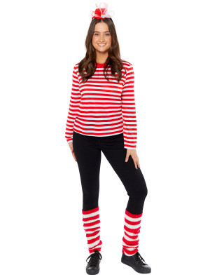 Ringelpulli langarm Damen rot/weiß 36/38