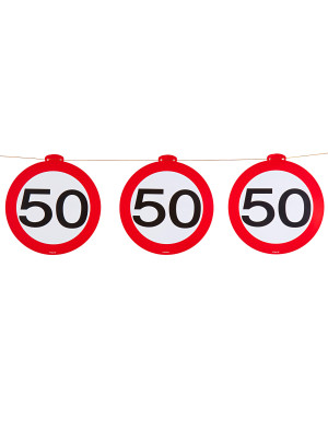 Girlande Verkehrsschild 50 | Partydeko für Karneval, Halloween & mehr | Deiters
