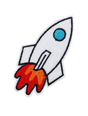 Bügelpatch Rakete weiß 7cm