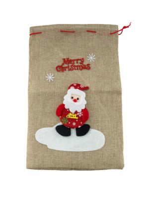 Jutesack Merry Christmas beige/rot