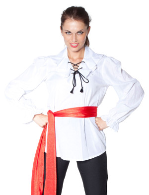 Bluse Piratin Damen weiß 48-50