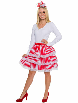 Rock mit Rüschen Gestreift Damen rot/weiß L/XL