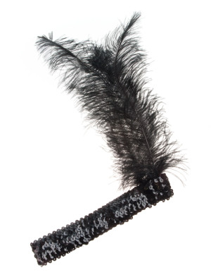 Stirnband Pailletten mit Federn schwarz | Kostümzubehör & Accessoires für Karneval & Halloween | Deiters