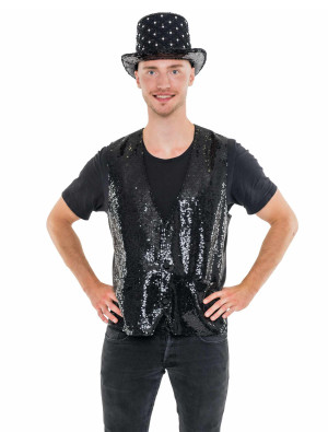 Paillettenweste Herren schwarz 2XL/3XL