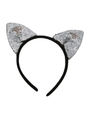 Haarreif Katzenohren schwarz/silber