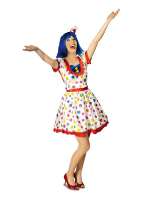 Kleid Clown mit Punkten Damen bunt 44/46