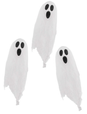 Gespenster zum Aufhängen 3 Stk. weiß | Partydeko für Karneval, Halloween & mehr | Deiters