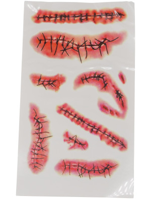 Tattoo Narben Mix Klammern rot
