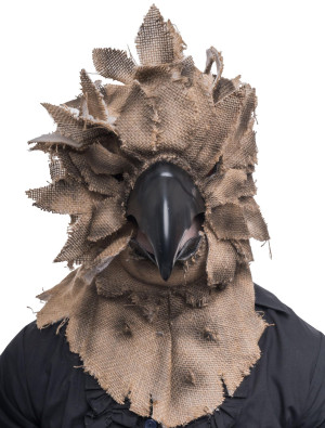Vollmaske Horror Rabe beige/braun