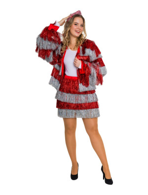 Rock Lametta fein Damen rot/silber S/M