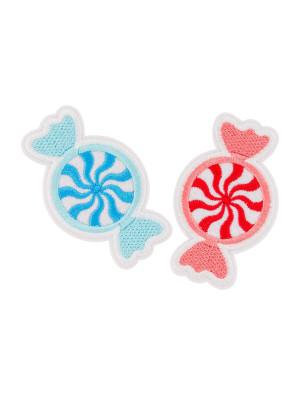 Bügelpatch Candy Bonbons 2 Stk. 7cm rot/blau