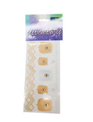 Tattoo Federn Metallic gold/silber
