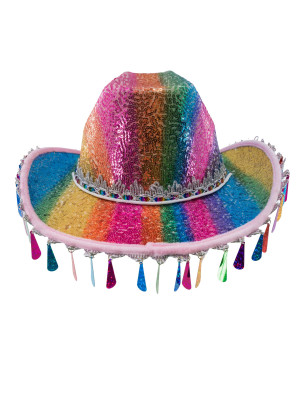 Cowgirlhut Pailletten mit Anhängern bunt 58