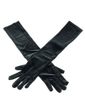 Handschuhe Samt 52cm schwarz