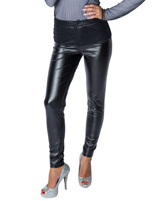 Leggings glänzend Damen schwarz S/M