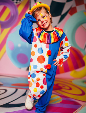 Jumpsuit Clown mit Halskrause Kinder bunt 152