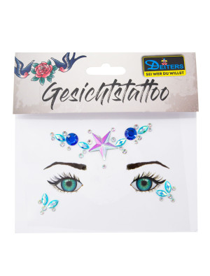 Gesichtsstrasssteine Stern blau/silber