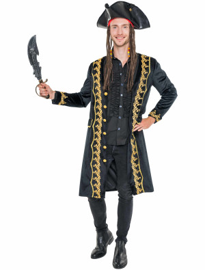Mantel Pirat Herren schwarz/gold S/M