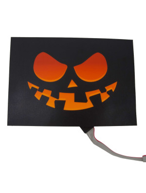 Leuchtplatte LED mit Kürbismotiv 20x14cm schwarz/orange
