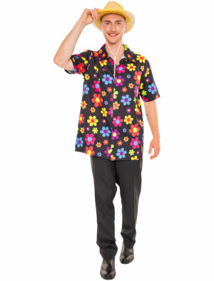 Hemd kurzarm Blumen Herren bunt S/M