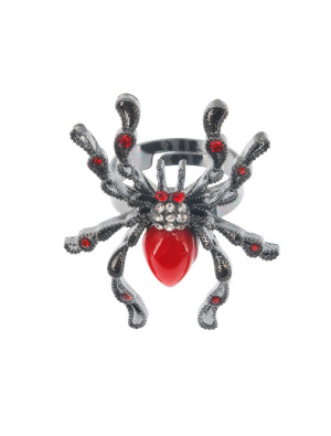 Ring Spinne rot/silber